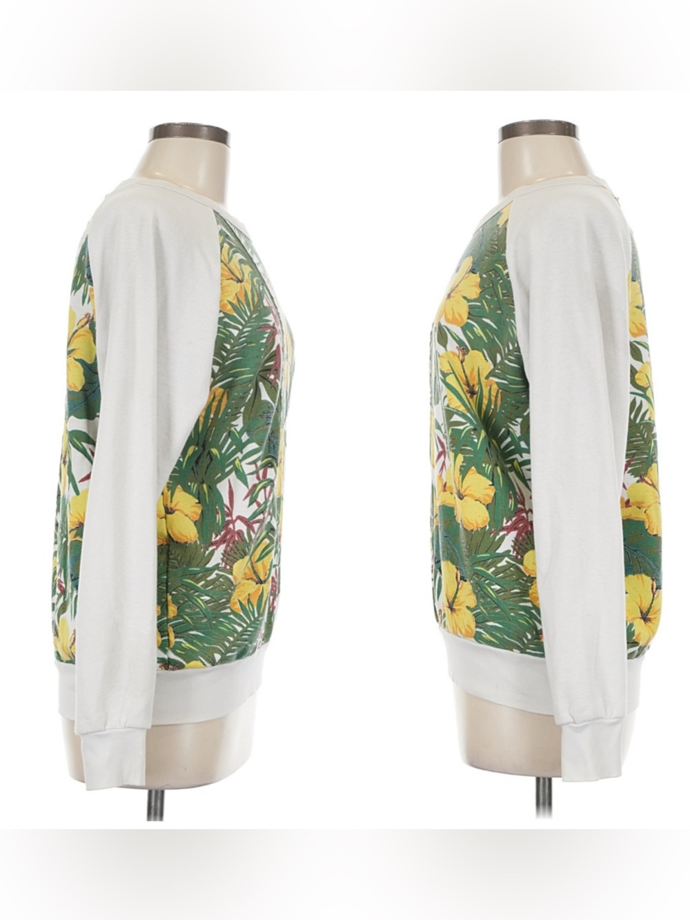 Aviator Nation Tropical Hibiscus Pullover - Yellow, Green Cream size medium VGUC - Picture 6 of 16